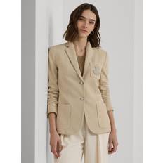 Man - XS Blazers Lauren Ralph Lauren Anfisa Blazer Van Piqué Katoen - Sand/Zilver