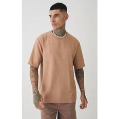 Linen T-shirts boohooMAN Mens Tall Oversized Linen T-Shirt Beige