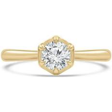 Engagement Rings - Yellow Majesty Diamonds MD240102-9 0.5 CT Round Lab Created Diamond 6-Prong Open Bridge - Yellow Gold