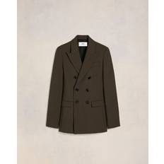 Ami Paris Dame Overtøj Ami Paris Wool Double-Breasted Blazer Giacche Marrone Uomo