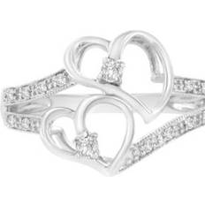 Haus of Brilliance 14KT White Gold 1/10 cttw Diamond Twin Heart Ring White