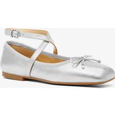 Michael Kors Ballerinas Michael Kors Women's Collette Square Toe Bow Detail Ballet Flats Silver