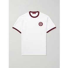 Gucci Klær Gucci Logo-Embroidered Cotton-Jersey T-Shirt Men White