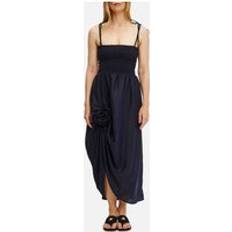 Sleeper Sleeper Atlanta Linen Rosette Strap Dress Blue