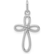 White Gold Charms & Pendants Precious Accents 14k gold polished ribbon cross pendant xr1452 White