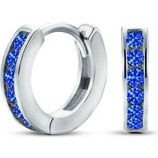 Jewelry Bling Jewelry Sold by: Blue CZ Channel Set Kpop Hoop Earrings Imitation Sapphire