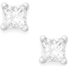 Macy's White Gold Earrings Macy's Princess-Cut Diamond Stud Earrings in 10k Yellow or White Gold 1/5 ct. t.w. White Gold