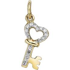 9k - Diamond Charms & Pendants Dower & Hall 9ct Yellow Gold Pav̩ Diamond Heart Key Charm