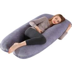 Shilintong Pregnancy Pillow, U Shaped Pregnancy Full Body Pillow with Velvet Removable Cover, 51" Multiple Bed Pillow Maternity Pillow for Women & Adults Sleeping Help Support Head Back Belly U-Shaped Grey