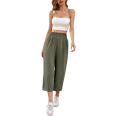 Shein Women Trousers Shein LUNE Loose Fit Casual Elastic Waist 7/8 Length Pants