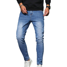 Shein Herren Jeans Shein Manfinity Homme Men Slant Pocket Skinny Jeans Slim Fit Long Washed Light Jean Cargo Plain Blue Work Business Casual Husband