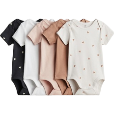 1-3M Bodys H&M Baby Cotton Bodysuits 5-pack - Beige/Hearts (1159381019)