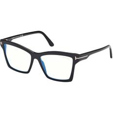 Tom Ford Women Glasses Tom Ford FT5964-B Blue-Light Block 001 Women’s Black Size Free Lenses HSA/FSA Insurance Blue Light Block Available Shiny Black 54