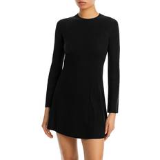 Aqua Midi Dresses Aqua Cashmere Contour Ribbed Cashmere Mini Dress 100% Exclusive Black