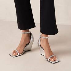 Heeled Sandals ALOHAS Gate Shimmer Leather Wedged Sandals - Silver