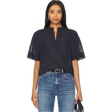 Azul Blusas Frame Pleated Button Up Blouse in Navy. L, M, S, XL, XS