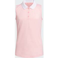 Adidas S Polo Shirts Adidas Ottoman Striped Girls Sleeveless Polo Shirt, Light Pink