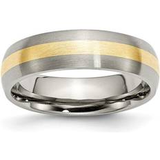 Engagement Rings - Unisex Chisel Titanium Brushed with 14k Gold Inlay Wedding Band Ring Yellow