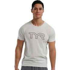 TYR Ultrasoft Lightweight Tri Blend Tech Big Logo Short Sleeve T-shirt Grey Man