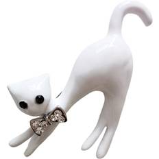 Brosjer Les Tresors De Lily [R8509] Designer Brooch 'Cat' white 55x45 mm