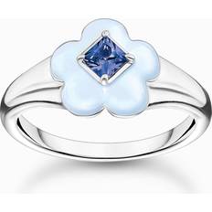 Glas Ringe Thomas Sabo Charming Blue Flower Ring TR2433-496-1