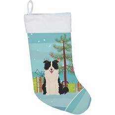 White Stockings Carolines Treasures Merry Tree Border Collie Black White 11 x 18 Multicolor Stocking