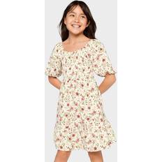 Girls - White Dresses Children's Clothing The Children's Place Girls Floral Smocked Ruffle Dress White