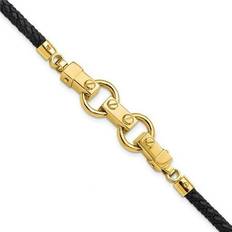 14 quilates - Hombre Pulseras Bloomingdale's Fine Collection Men's Fancy Link Leather Bracelet in 14K Yellow Gold Exclusive