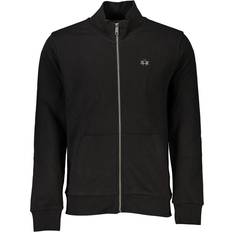 La Martina Sleek Black Cotton Zip Sweater