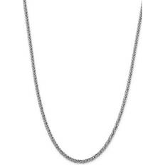 Men - White Gold Necklaces Primal Gold BC180-24 14K Semi-Solid Wheat Chain - White