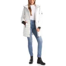 Coats Steve Madden n Women's Winter Coat Packable Long Length Quilted Puffer Parka Coat Hooded Outerwear Jacket for Women, S-XL, Medium, White