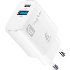 Samsung 25w usb c Cellularline Dual Port Travel Charger Samsung PD 25W White 60786 Ladegerät USB-A USB-C