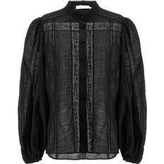Zimmermann Överdelar Zimmermann Bomull Blus Med Spets Och Puffärmar - Black
