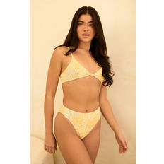 Oro Tops de bikini Zen Knotted Triangle Bikini Top - Yellow