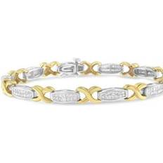 White Gold Bracelets Haus of Brilliance Two-Tone 14K Yellow & White Gold 2.0 Cttw Princess-Cut Diamond Tapered and X-Link Tennis Bracelet Gold