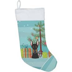 Turquoise Stockings Carolines Treasures Tree and Doberman Christmas Holiday Decoration 11 x 18 Multicolor Stocking