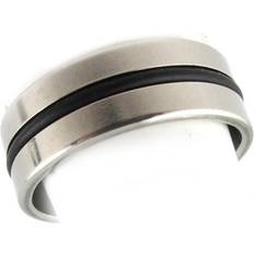 Silikon Ringer Les Tresors De Lily Steel ring 'Peaceful' black silver mm silicone