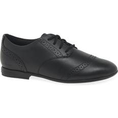 Lave sko Clarks Leather Younger Girls Finja School Brogues - Black