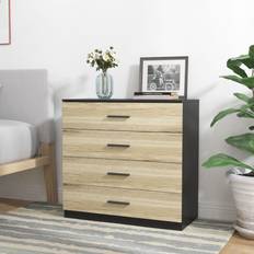 Natural Chest of Drawers URBN Living Bedroom Black Carcass /Oak Chest of Drawer 75x73cm