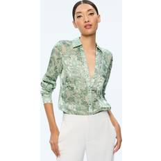 Viscose Blouses Alice + Olivia Burnout Button-Front Blouse VANITY PISTACHIO X-LARGE