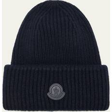 Cashmere - Men Headgear Moncler Men's Ribbed Cashmere Beanie NAVY