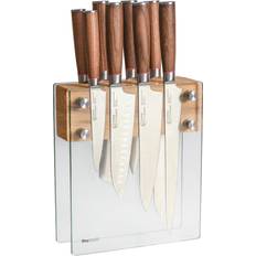 with Magnetic Glass & Oak Block Nihon X50 Knife Set