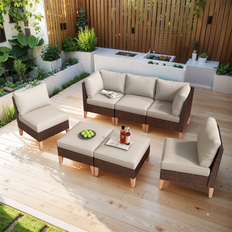 Rattan Sofas Gymojoy 5-Piece 3-Seat with Modular Sofa