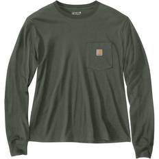 Carhartt Women T-shirts Carhartt Women's Loose Fit Lightweight Long-Sleeve Crewneck Pocket T-Shirt Green