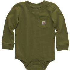 Green Bodysuits Children's Clothing Carhartt Infant Boys Long Sleeve Pocket Bodysuit Green 24M