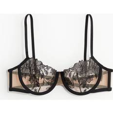 H&M Bras H&M Embroidered Balconette Bra Black 34D