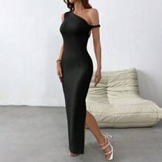 Fodralklänningar & Tighta klänningar - Multifärgade Shein Solid Color One Shoulder Slit Bodycon Dress