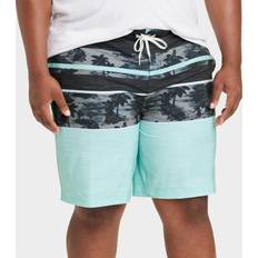 Goodfellow & Co Men's Big Tall 10" Tropical Print Swim Shorts Aqua Green