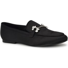 Shoes Nine West Women's Bennit Slip-on Round Toe Dress Loafers Black Satin 6.5M