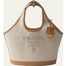 Prada Totes & Shopping Bags Prada Logo Canvas Tote Bag F0018 NATURALE